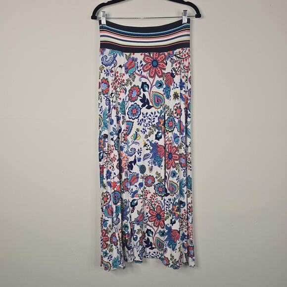 Milly Skirt Womens Small Colorful Floral Jersey Maxi Stretchy Boho Vacay Travel - Picture 2 of 6